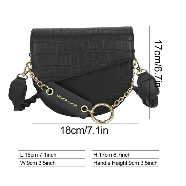 PU Leather Braid & Chain Shoulder Bag