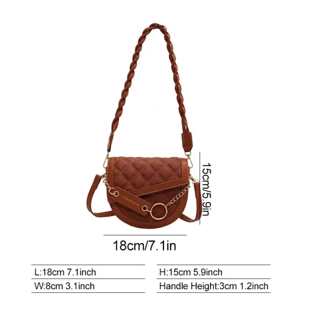 PU Leather Braid & Chain Shoulder Bag