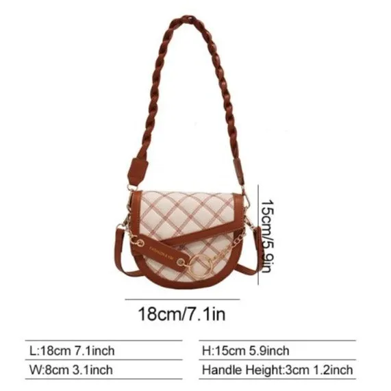 PU Leather Braid & Chain Shoulder Bag