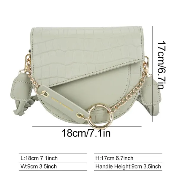 PU Leather Braid & Chain Shoulder Bag