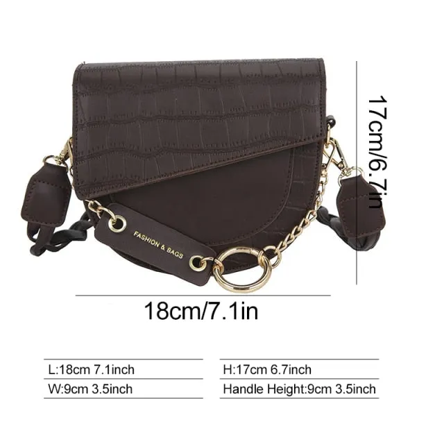 PU Leather Braid & Chain Shoulder Bag