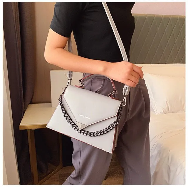 PU Leather Thick Chain Shoulder Bag