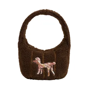 "Pan Pan" Half Moon Shearling Bag - Chocolate