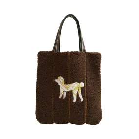 "Pan Pan" Shearling Tote Bag - Chocolate