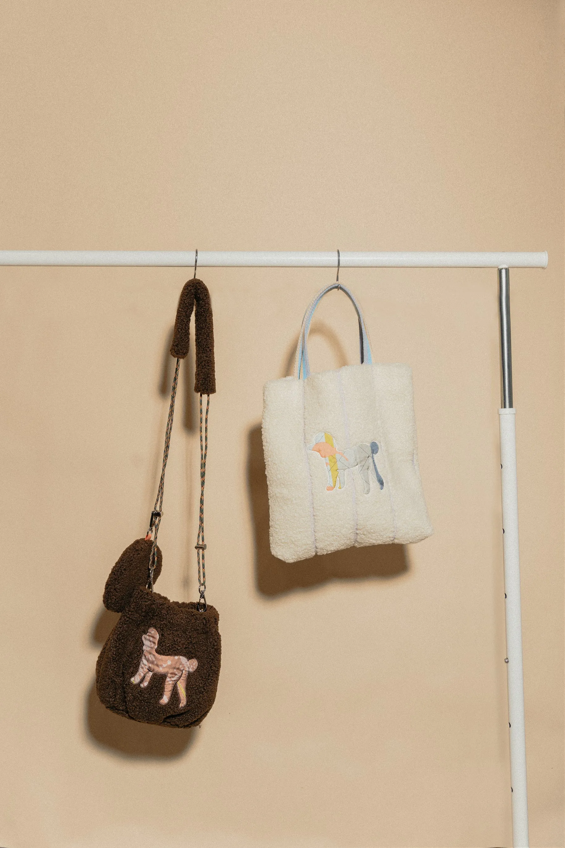 "Pan Pan" Shearling Tote Bag - White