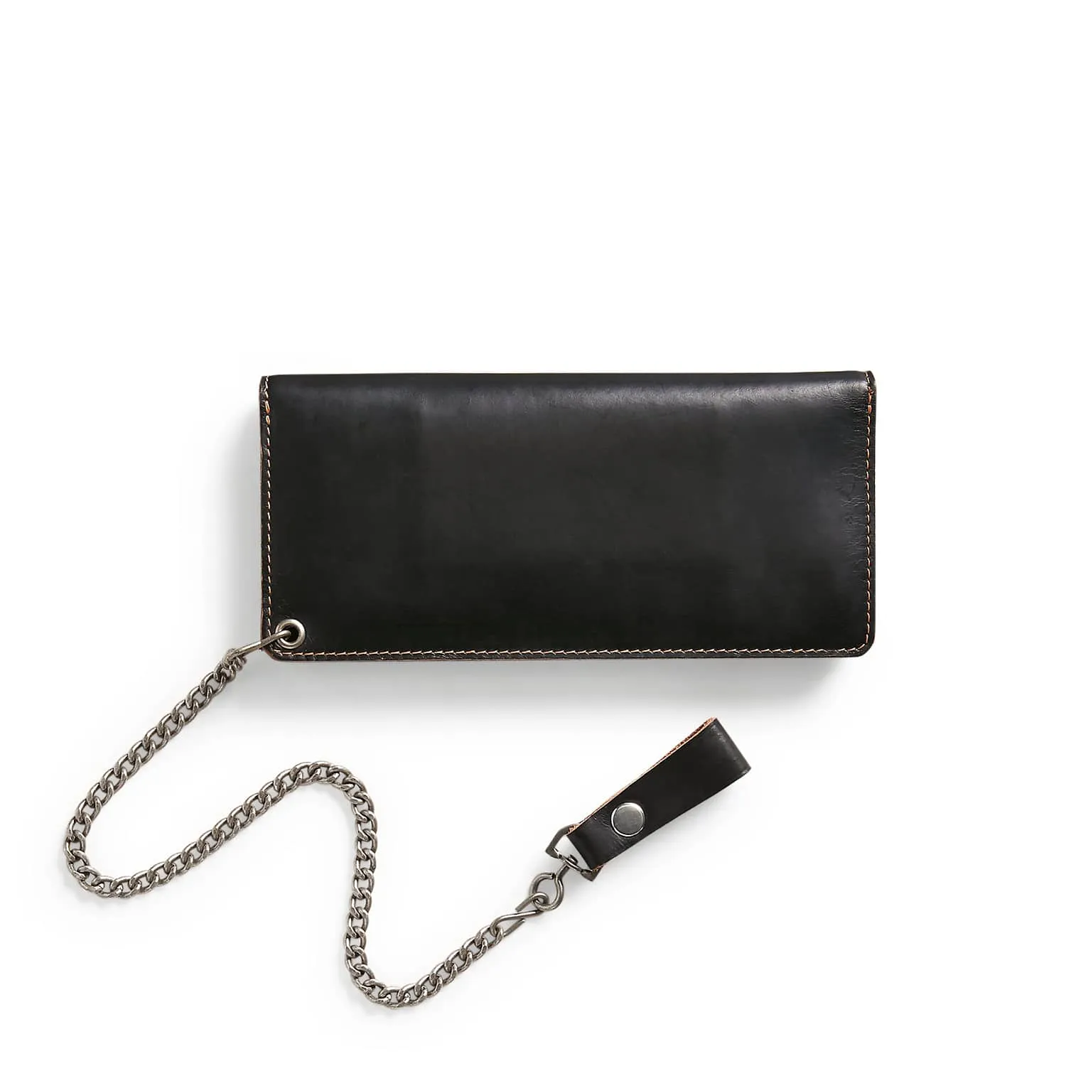 RRL Leather Chain Wallet Black Over Brown