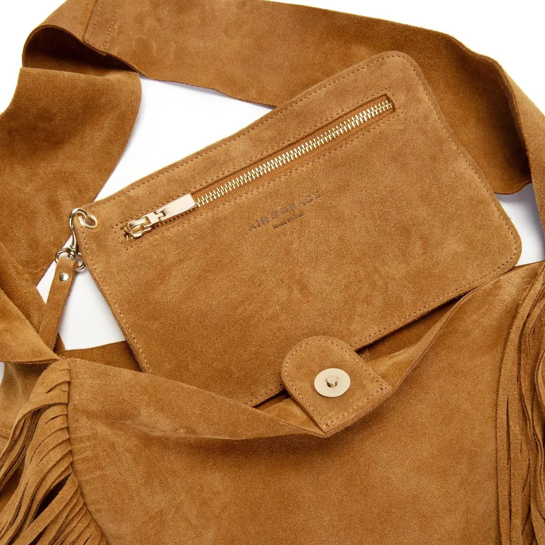 Siena: Tan Suede Fringed Bag