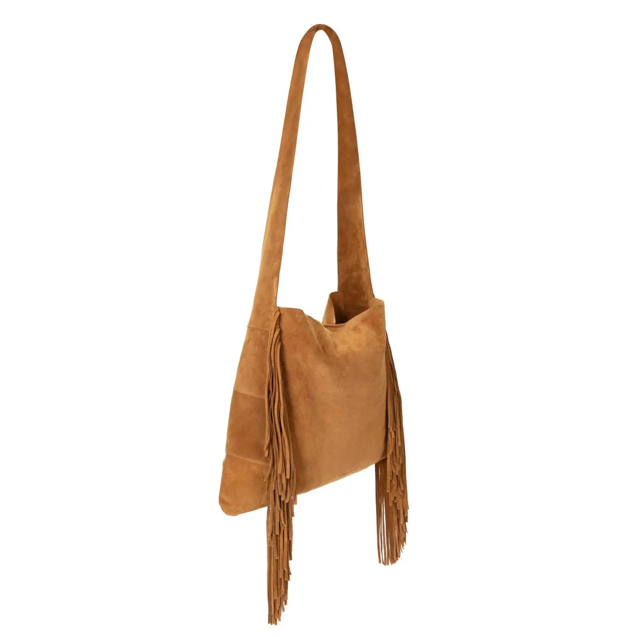 Siena: Tan Suede Fringed Bag