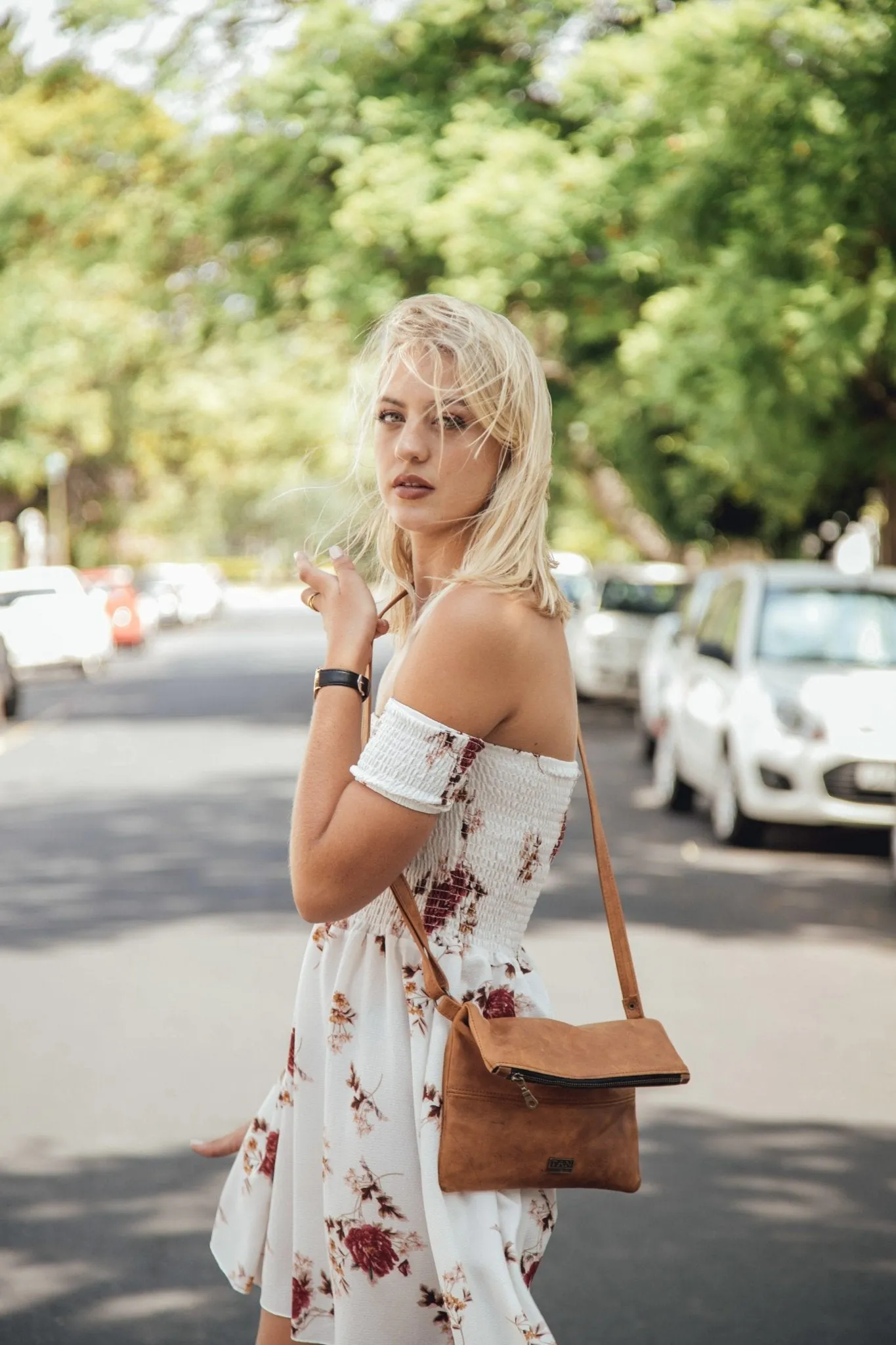 Tan Leather Goods - Nina Leather Sling Bag | Toffee