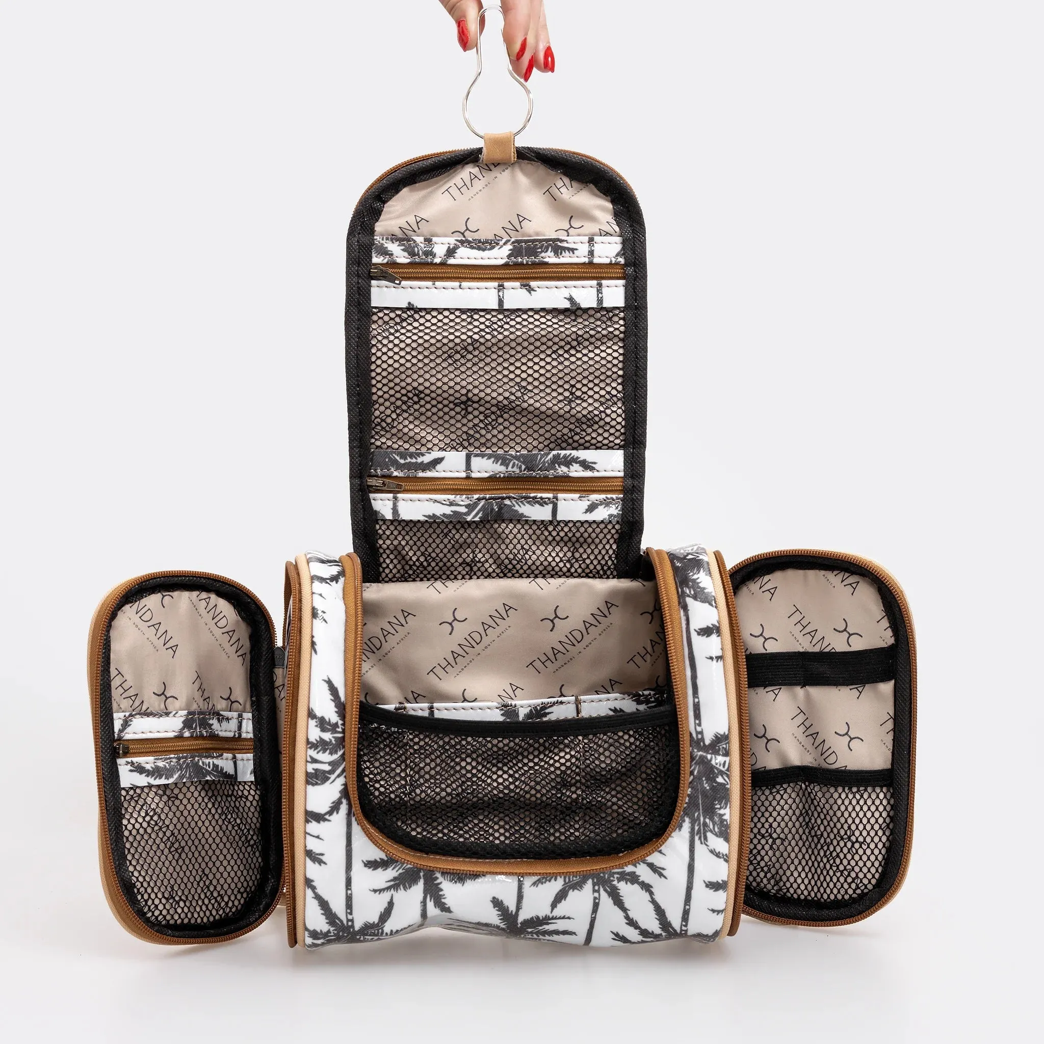 Thandana Laminated Fabric Compact Travel Vanity Bag