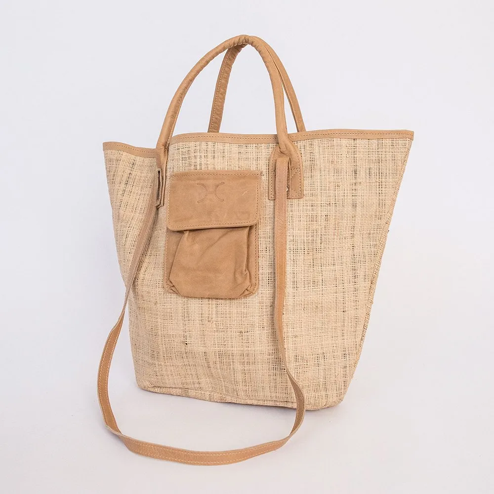 Thandana Maia Weave & Leather Beach Bag