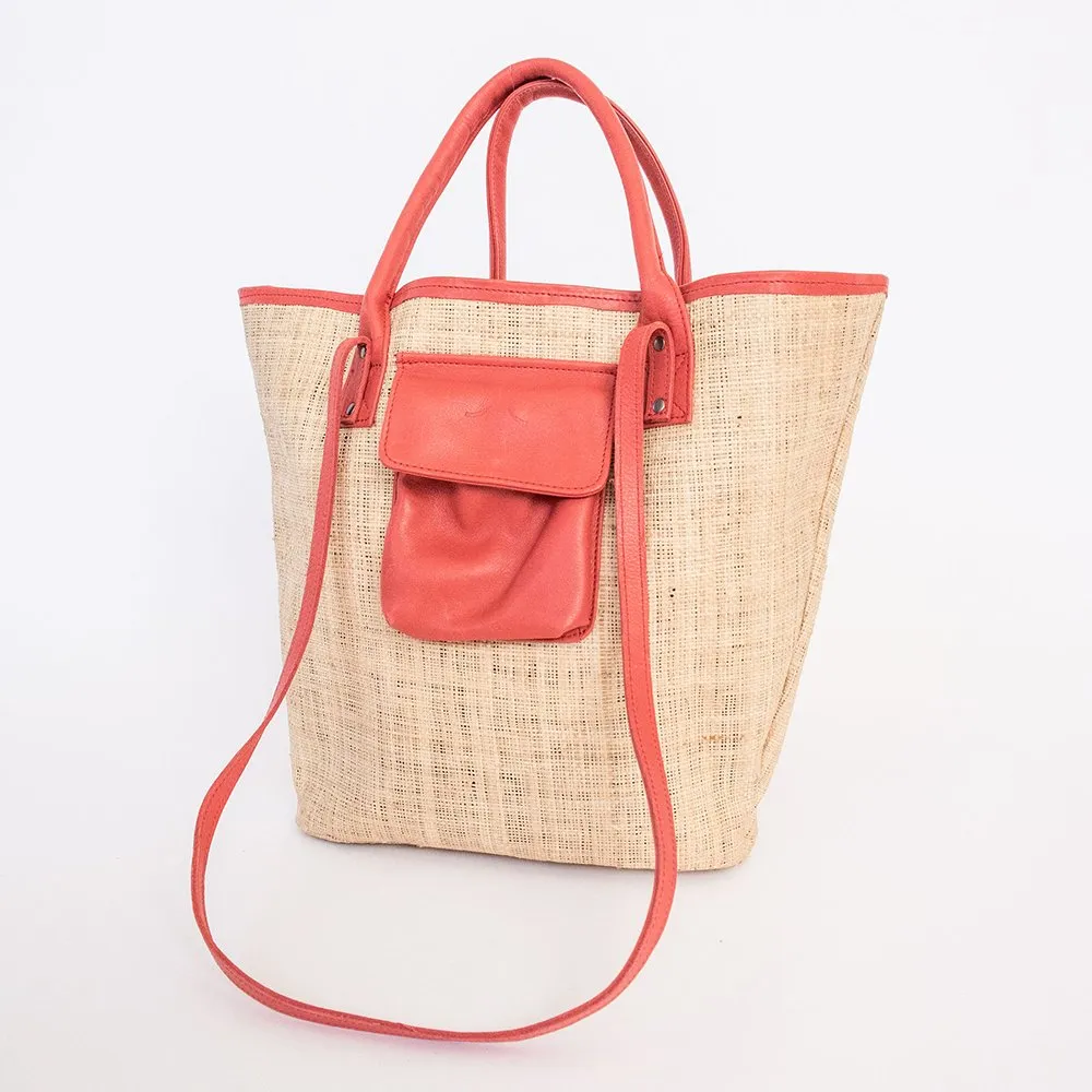 Thandana Maia Weave & Leather Beach Bag