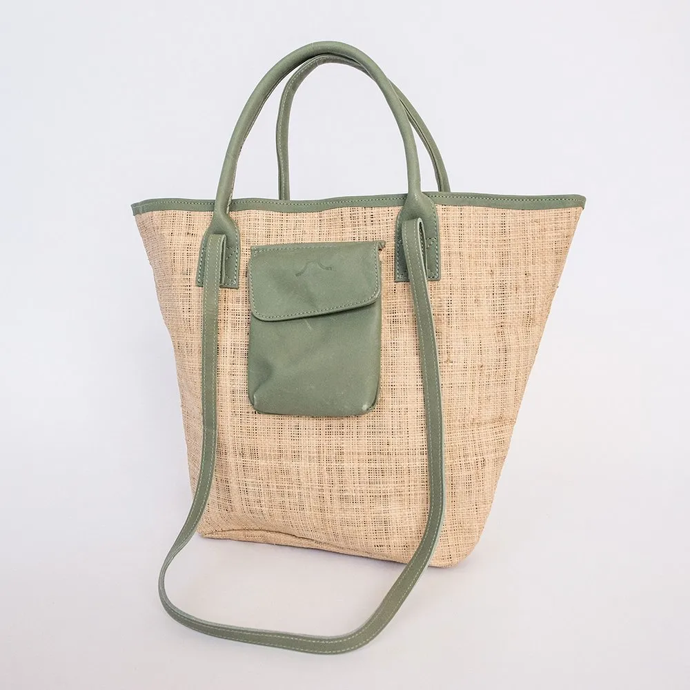 Thandana Maia Weave & Leather Beach Bag