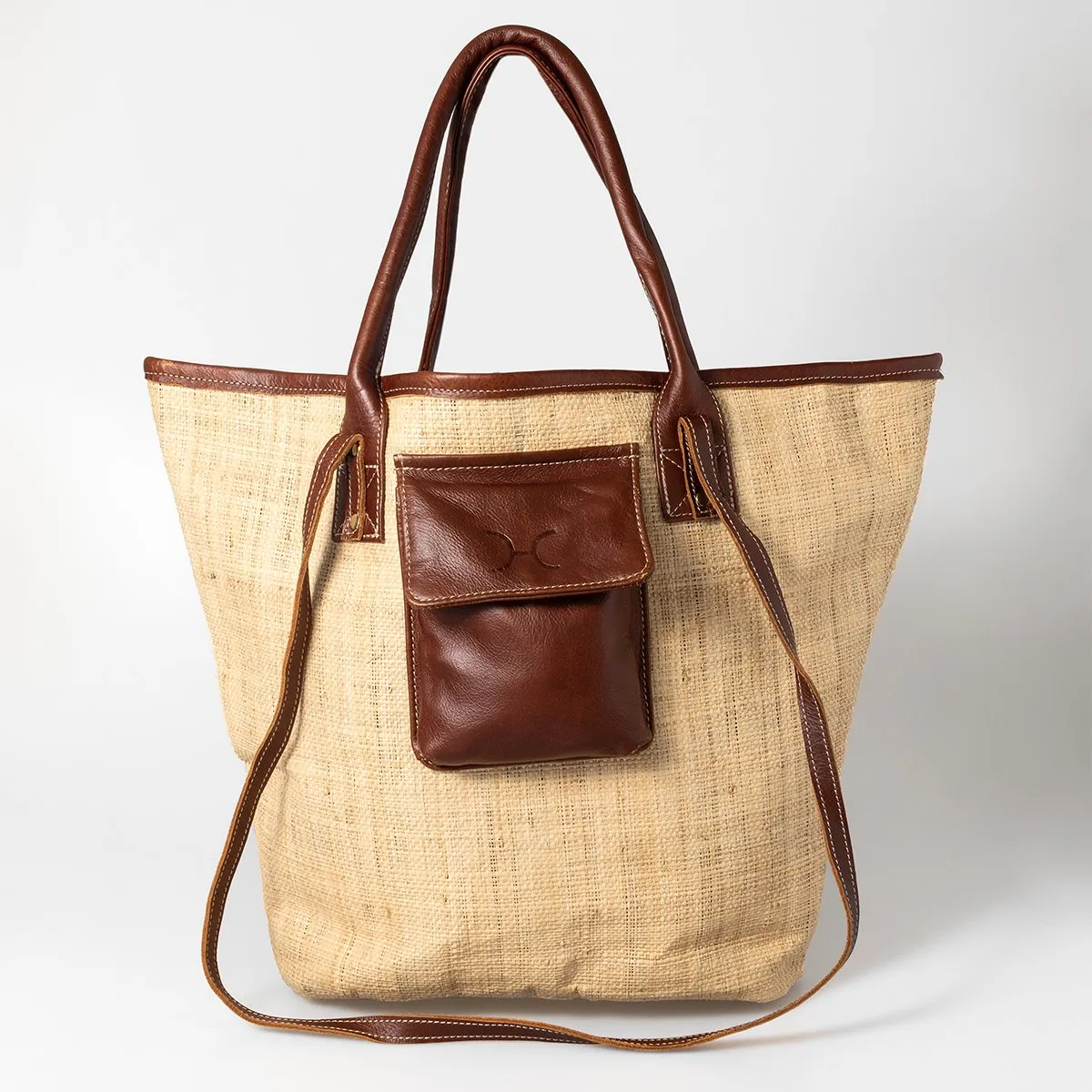 Thandana Maia Weave & Leather Beach Bag