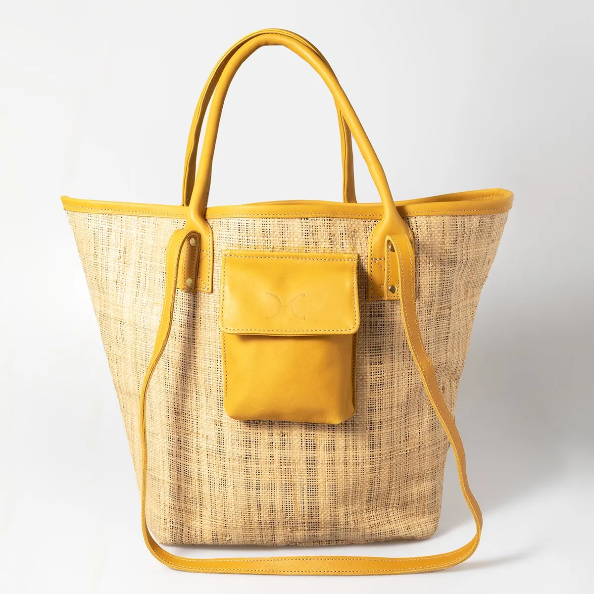 Thandana Maia Weave & Leather Beach Bag