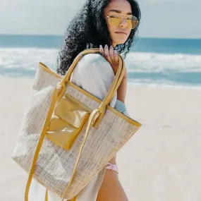 Thandana Maia Weave & Leather Beach Bag