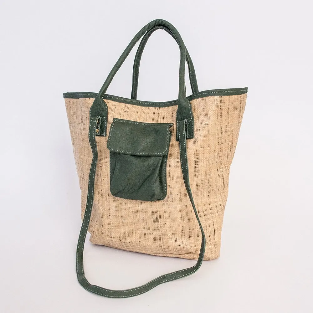 Thandana Maia Weave & Leather Beach Bag