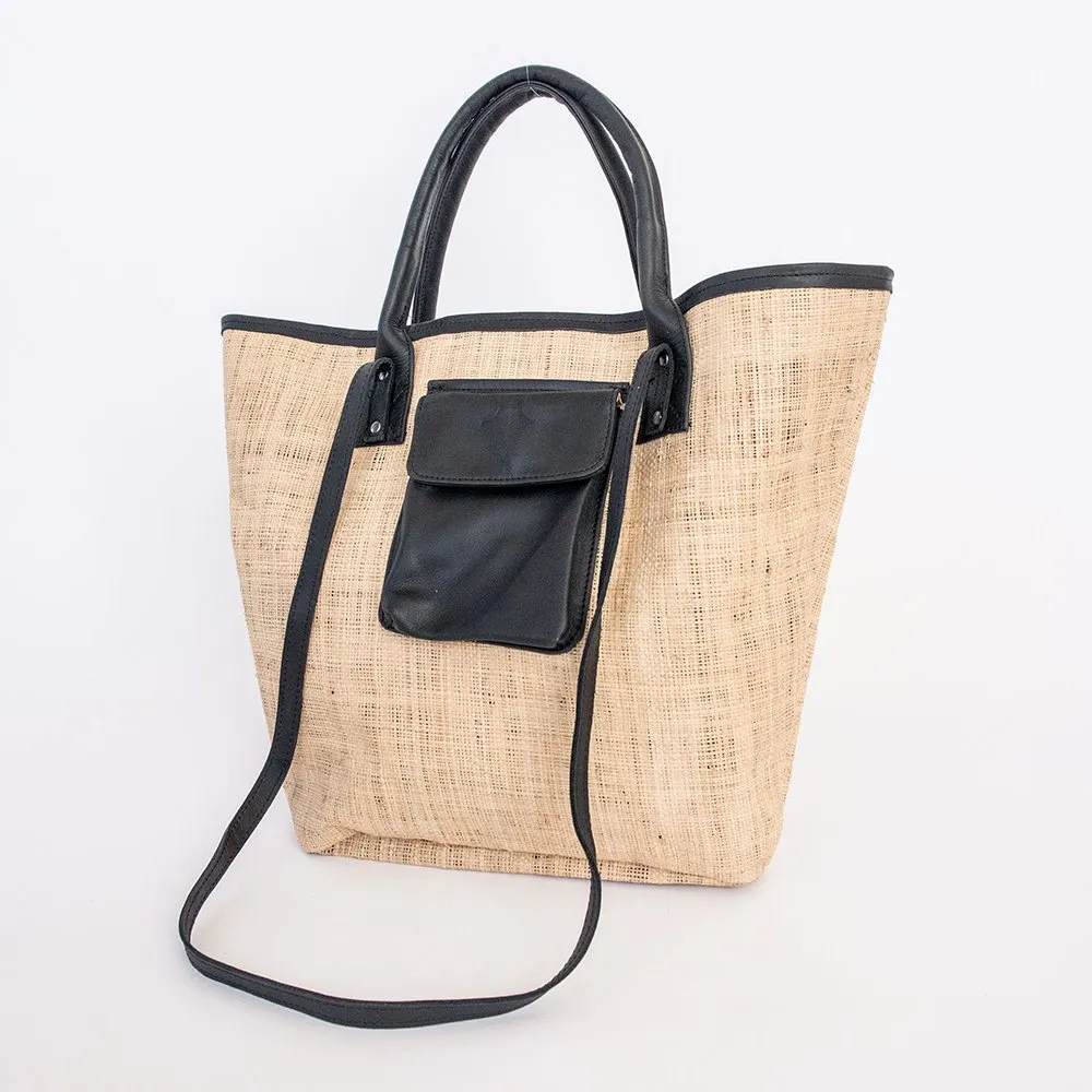 Thandana Maia Weave & Leather Beach Bag